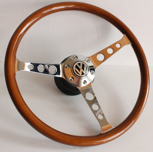 Volante legno cromato - legno,